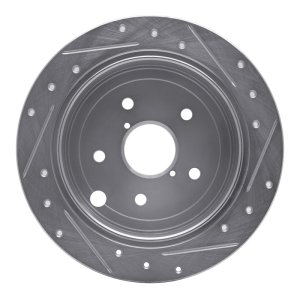 Subaru WRX Brake Rotor (1) - Rear Left - R1 Concepts - Drilled & Slotted - Silver - `15-`21